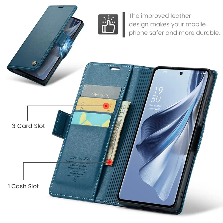 CASEME 023 Serie für Oppo Reno10 5G (Global) / Reno10 Pro 5G (Global) Hülle RFID-blockierendes Wallet-Handyhülle - Blau