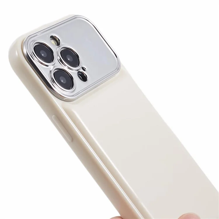 Série HYT para iPhone 13 Pro Case Electroplating Lens Frame Candy Color TPU Cover (Recorte Preciso) - Branco