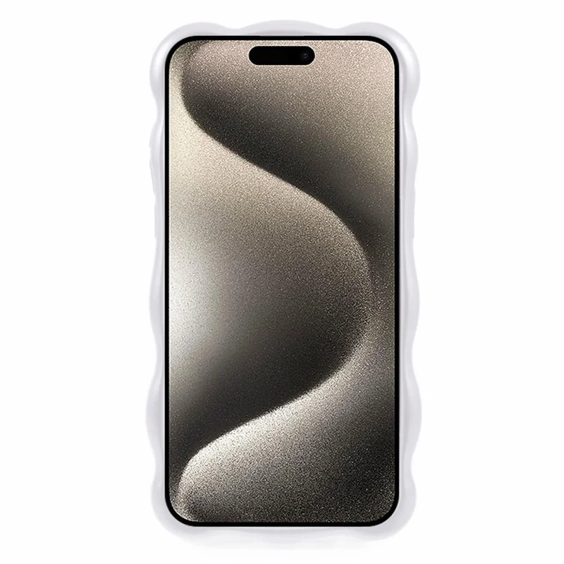 For iPhone 15 Pro Max TPU Phone Case Rugged Phone Cover with Wavy Edge - Pearly White