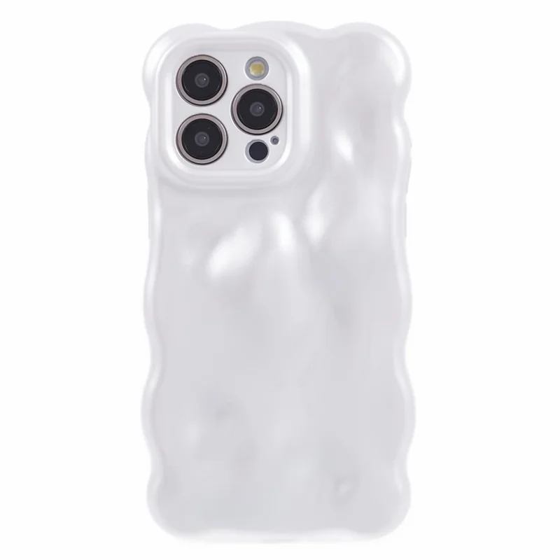 For iPhone 15 Pro Max TPU Phone Case Rugged Phone Cover with Wavy Edge - Pearly White