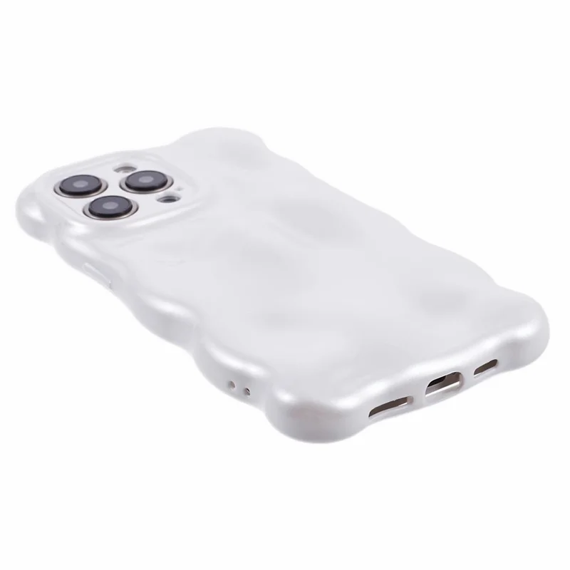 For iPhone 15 Pro Max TPU Phone Case Rugged Phone Cover with Wavy Edge - Pearly White