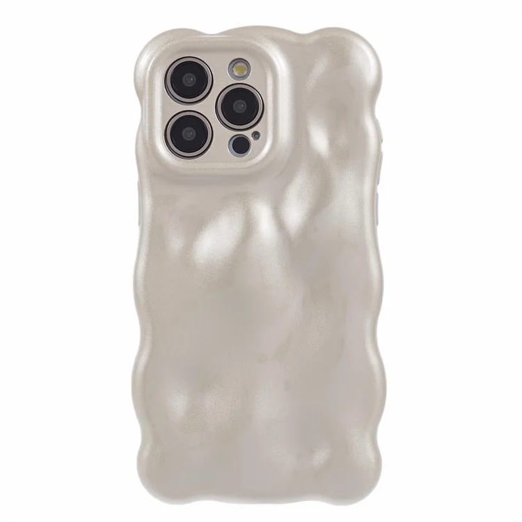For iPhone 15 Pro Max TPU Phone Case Rugged Phone Cover with Wavy Edge - Champagne