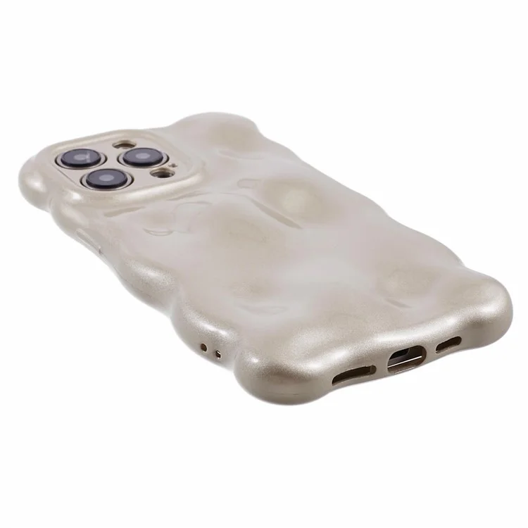 For iPhone 15 Pro Max TPU Phone Case Rugged Phone Cover with Wavy Edge - Champagne