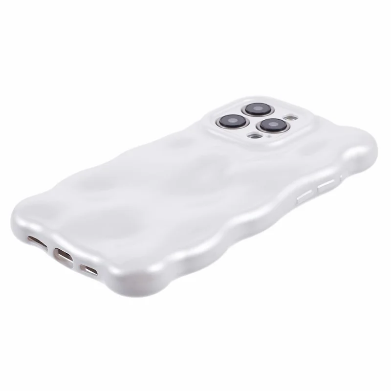 For iPhone 15 Pro Phone Case Anti-scratch Wavy Edge TPU Cover - Pearly White