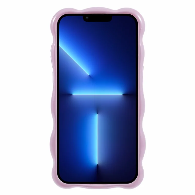 For iPhone 13 Pro TPU Case Wavy Edge Macaron Color Mobile Phone Cover - Light Purple