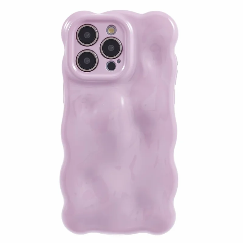 For iPhone 13 Pro TPU Case Wavy Edge Macaron Color Mobile Phone Cover - Light Purple
