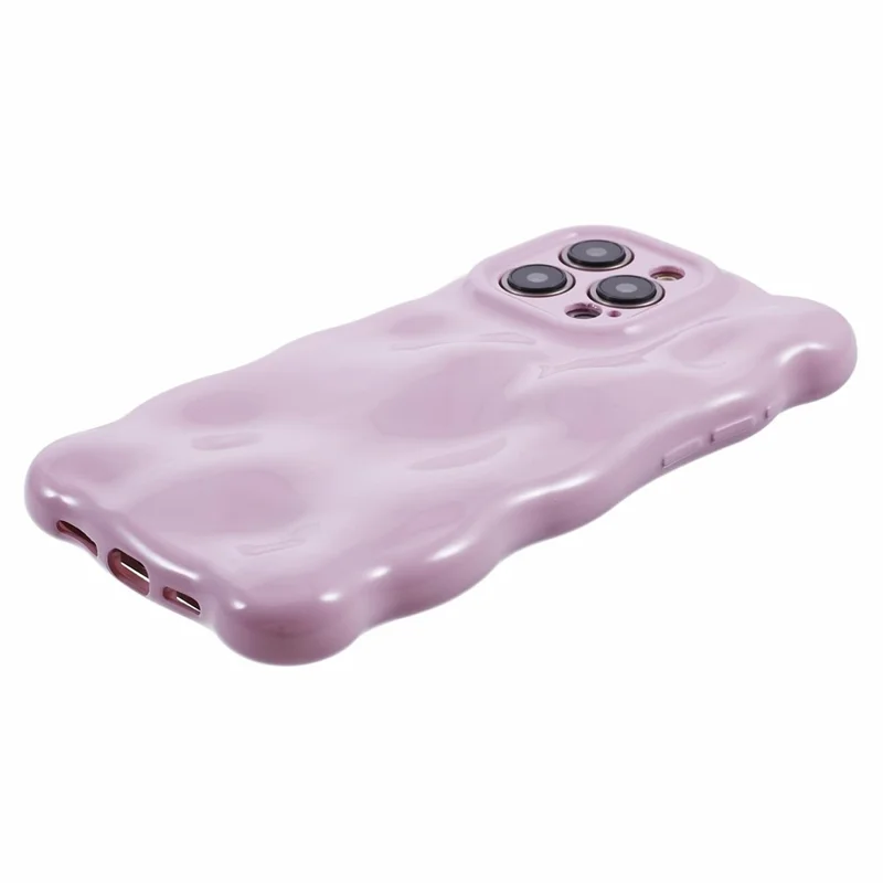 For iPhone 13 Pro TPU Case Wavy Edge Macaron Color Mobile Phone Cover - Light Purple