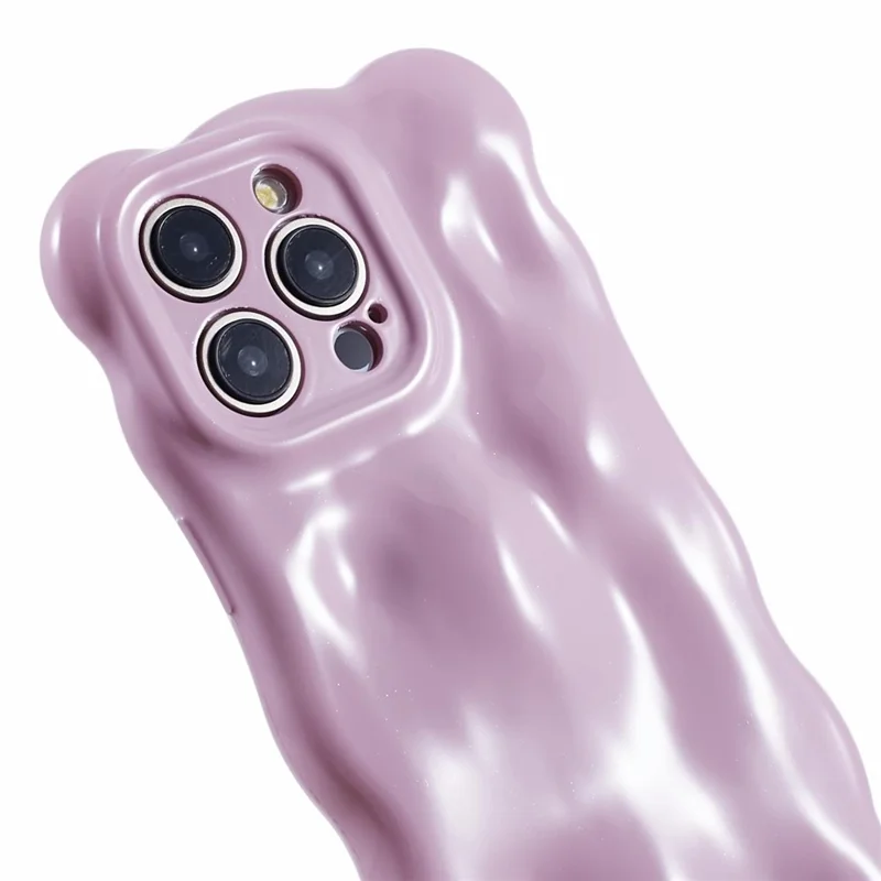 For iPhone 13 Pro TPU Case Wavy Edge Macaron Color Mobile Phone Cover - Light Purple