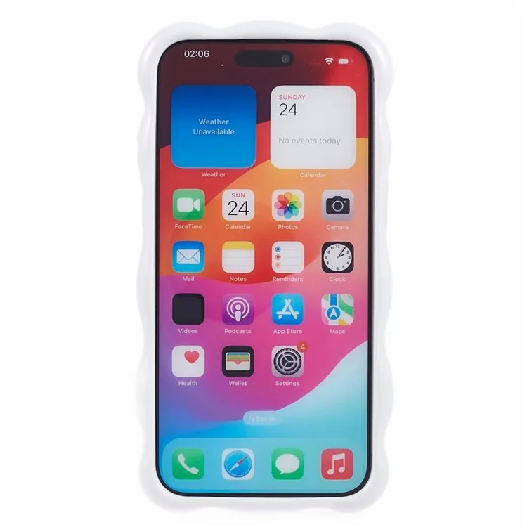 Per iPhone 14 Pro Max TPU Case Wavy Edge Rugged Protective Phone Cover - Glitter White+Pink