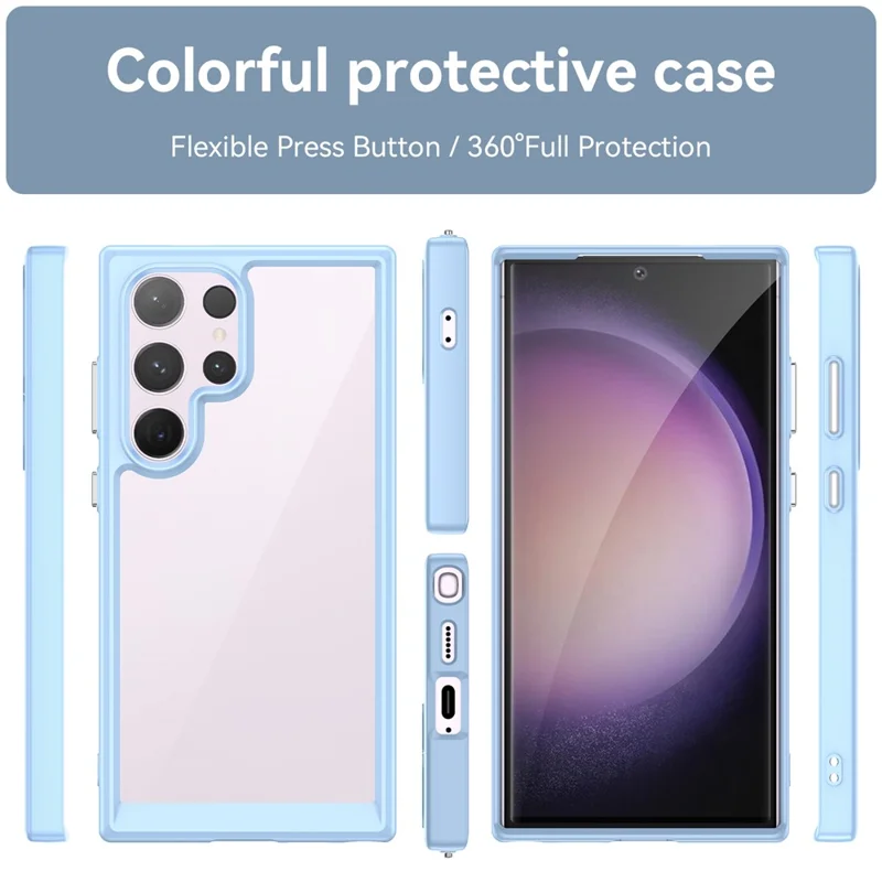 For Samsung Galaxy S24 Ultra Case TPU + Acrylic Shockproof Smart Phone Cover - Blue