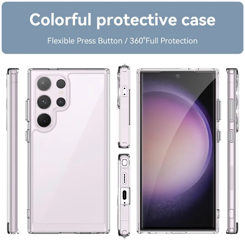 For Samsung Galaxy S24 Ultra Case TPU + Acrylic Shockproof Smart Phone Cover - Transparent
