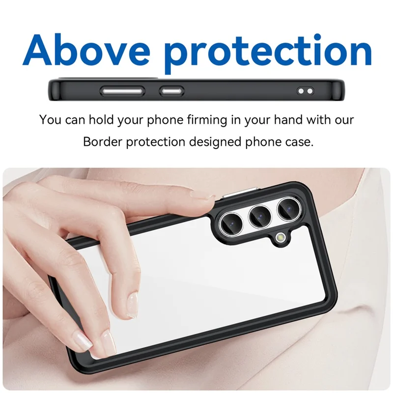 For Samsung Galaxy S25+ / S24+ Case TPU + Acrylic Anti-Scratch Phone Back Protector - Black