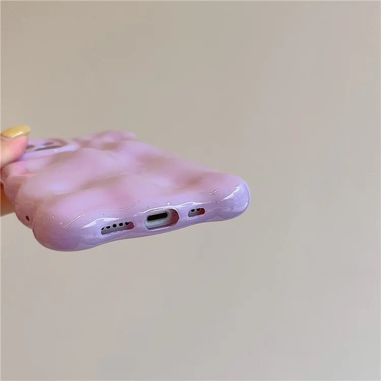 Per iPhone 14 TPU Case Wavy Edge Solid Color Protective Phone Cover - Crema Bianco