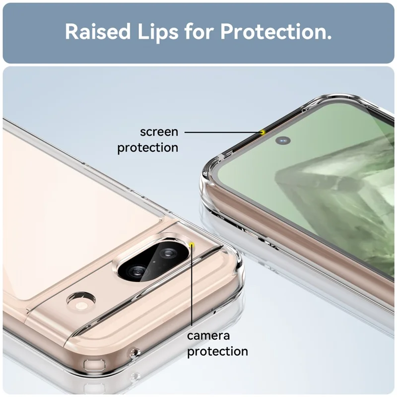 For Google Pixel 8a Case Shockproof Anti-fall TPU+Acrylic Phone Protector - Transparent