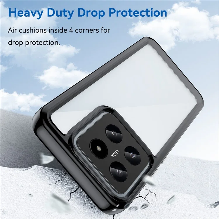 Для Xiaomi 14 Case Anti-drop Shockproof TPU+Acrylic Mobile Phone Back Protector - Black