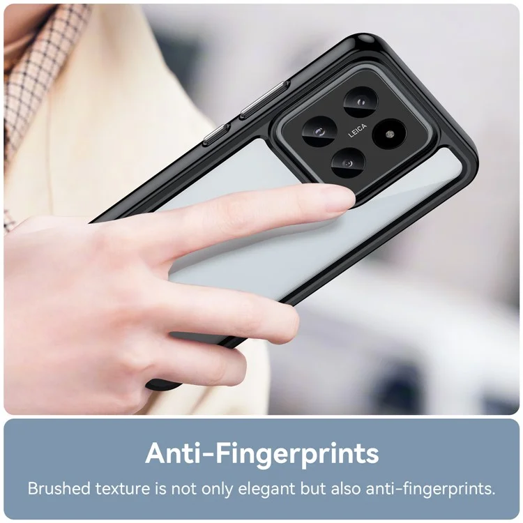 Для Xiaomi 14 Case Anti-drop Shockproof TPU+Acrylic Mobile Phone Back Protector - Black