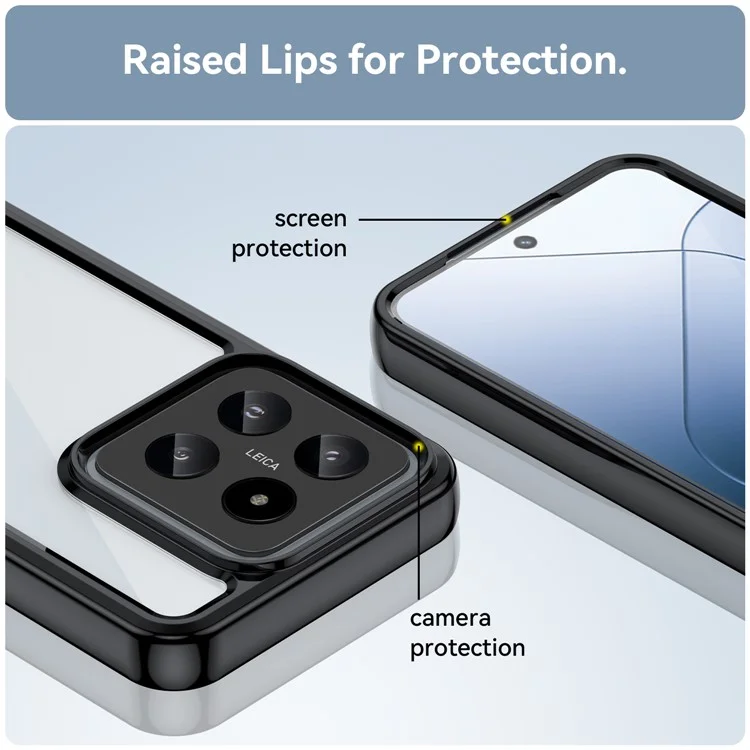 Для Xiaomi 14 Case Anti-drop Shockproof TPU+Acrylic Mobile Phone Back Protector - Black