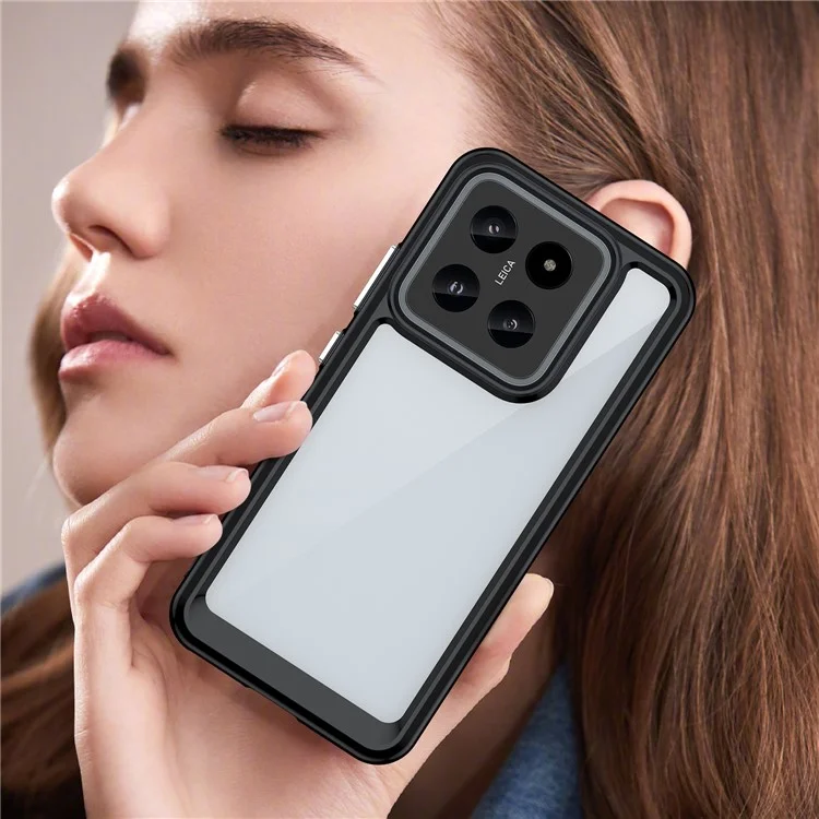 Для Xiaomi 14 Case Anti-drop Shockproof TPU+Acrylic Mobile Phone Back Protector - Black
