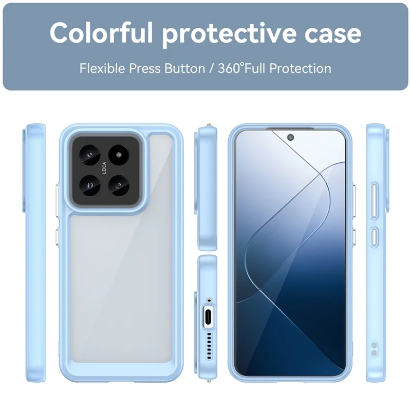 Per Xiaomi 14 Case Anti-drop Shockproof TPU+Acrylic Mobile Phone Back Protector - Blue