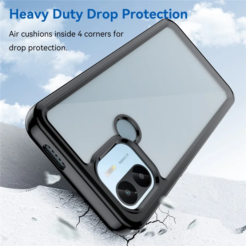 Für Xiaomi Redmi A2+ 4G / A1+ 4G / Poco C50 4G Hülle Stoßfest TPU+Acryl Handyhülle - Schwarz