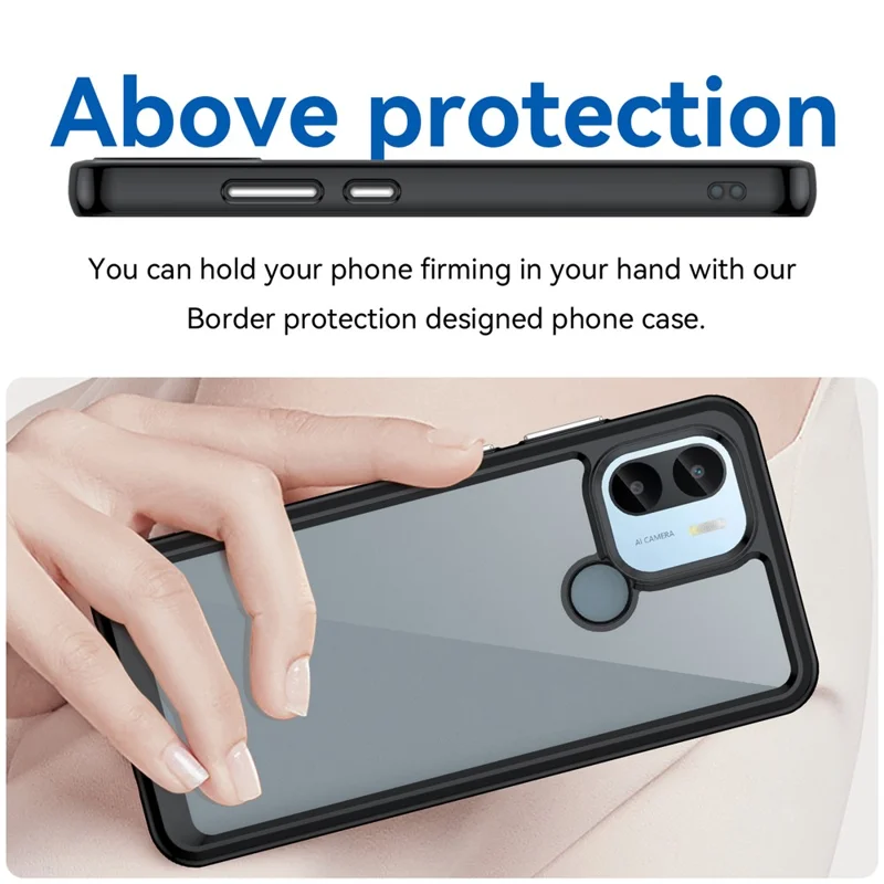 Für Xiaomi Redmi A2+ 4G / A1+ 4G / Poco C50 4G Hülle Stoßfest TPU+Acryl Handyhülle - Schwarz