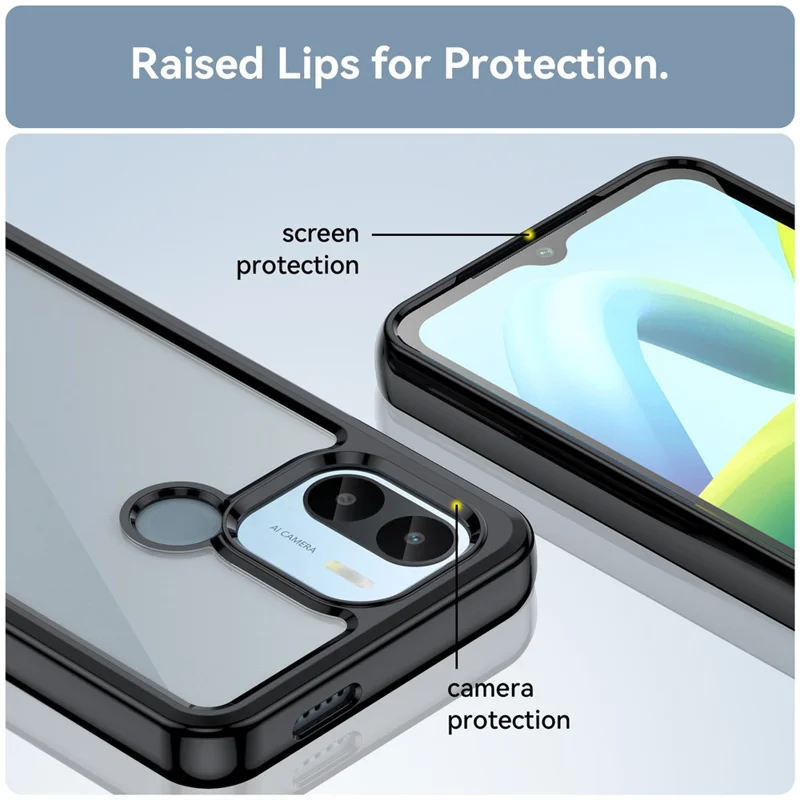 Für Xiaomi Redmi A2+ 4G / A1+ 4G / Poco C50 4G Hülle Stoßfest TPU+Acryl Handyhülle - Schwarz