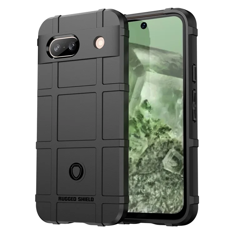 Para Google Pixel 8a Case Anti-Scratch Square Grid Texture TPU Phone Cover - Preto