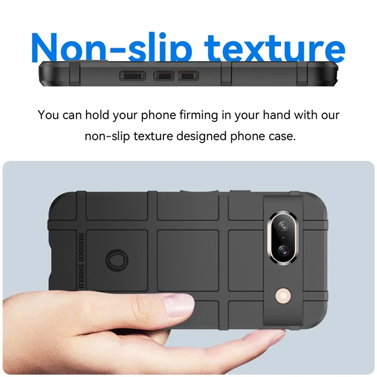 Para Google Pixel 8a Case Anti-Scratch Square Grid Texture TPU Phone Cover - Preto