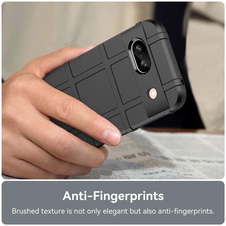 Para Google Pixel 8a Case Anti-Scratch Square Grid Texture TPU Phone Cover - Preto