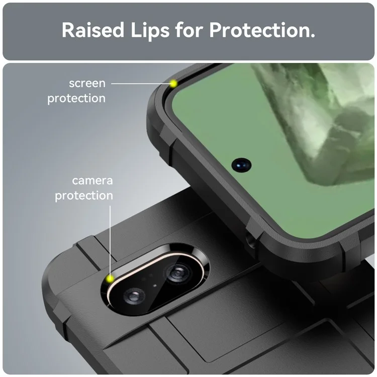 Para Google Pixel 8a Case Anti-Scratch Square Grid Texture TPU Phone Cover - Preto