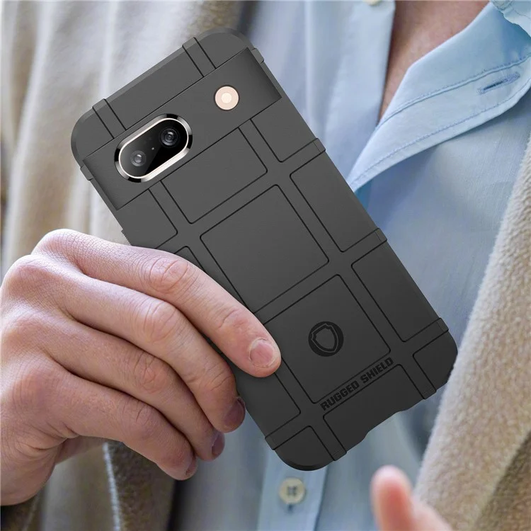 Para Google Pixel 8a Case Anti-Scratch Square Grid Texture TPU Phone Cover - Preto