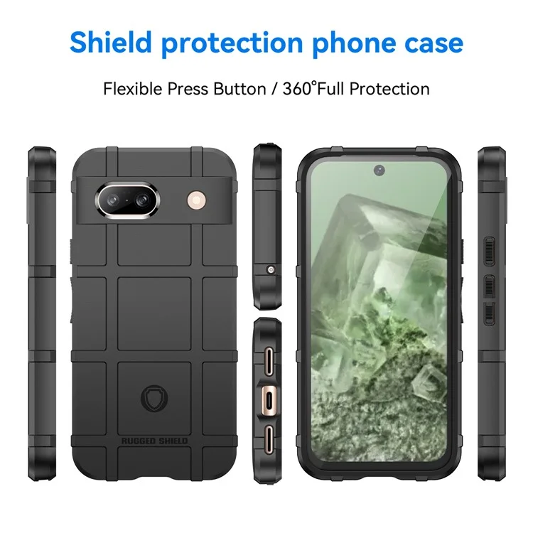 Para Google Pixel 8a Case Anti-Scratch Square Grid Texture TPU Phone Cover - Preto