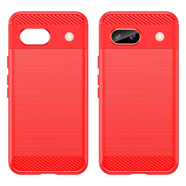 Pour le boîtier Google Pixel 8a Case Slim-Fit TPU Cell Phone Cover Carbon Fiber Texture Shell - Rouge