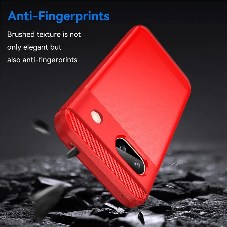 Pour le boîtier Google Pixel 8a Case Slim-Fit TPU Cell Phone Cover Carbon Fiber Texture Shell - Rouge