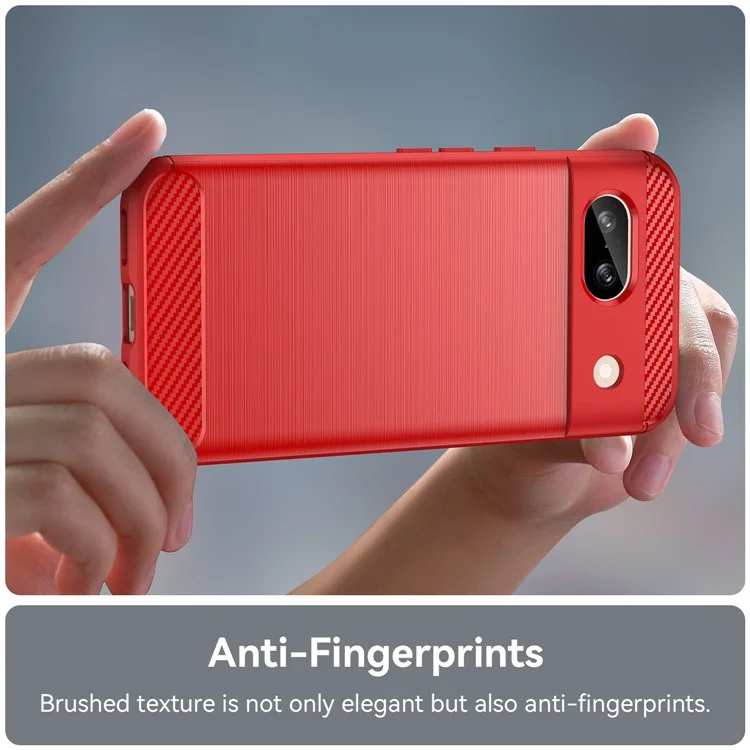Pour le boîtier Google Pixel 8a Case Slim-Fit TPU Cell Phone Cover Carbon Fiber Texture Shell - Rouge
