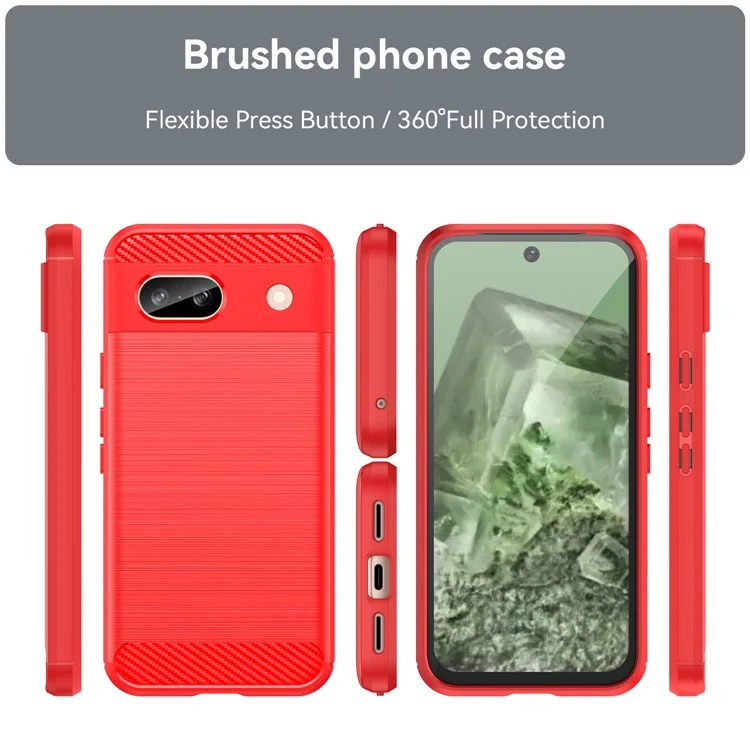 Pour le boîtier Google Pixel 8a Case Slim-Fit TPU Cell Phone Cover Carbon Fiber Texture Shell - Rouge