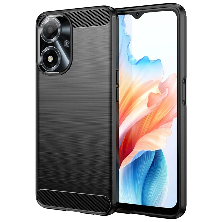 Для Oppo A2m 5G Пылезащитный чехол для мобильного телефона TPU с текстурой углеродного волокна Чехол для телефона - Черный