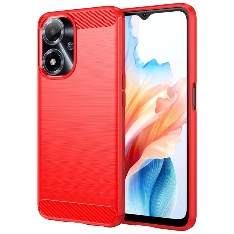 Для Oppo A2m 5G чехол для пылезащищённого сотового телефона TPU с текстурой из углеродного волокна Чехол для телефона - Красный