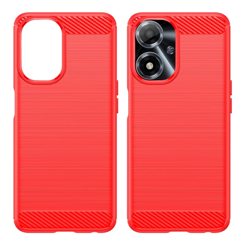 Для Oppo A2m 5G чехол для пылезащищённого сотового телефона TPU с текстурой из углеродного волокна Чехол для телефона - Красный