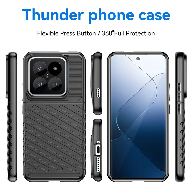 Thunder Series For Xiaomi 14 Pro Case Thicken TPU Cell Phone Cover Protective Shell - Black