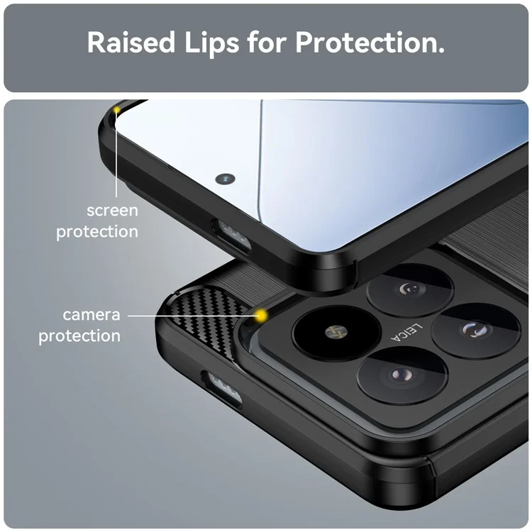 Чехол для Xiaomi 14 Pro, TPU с текстурой углеродного волокна, тонкий, черный