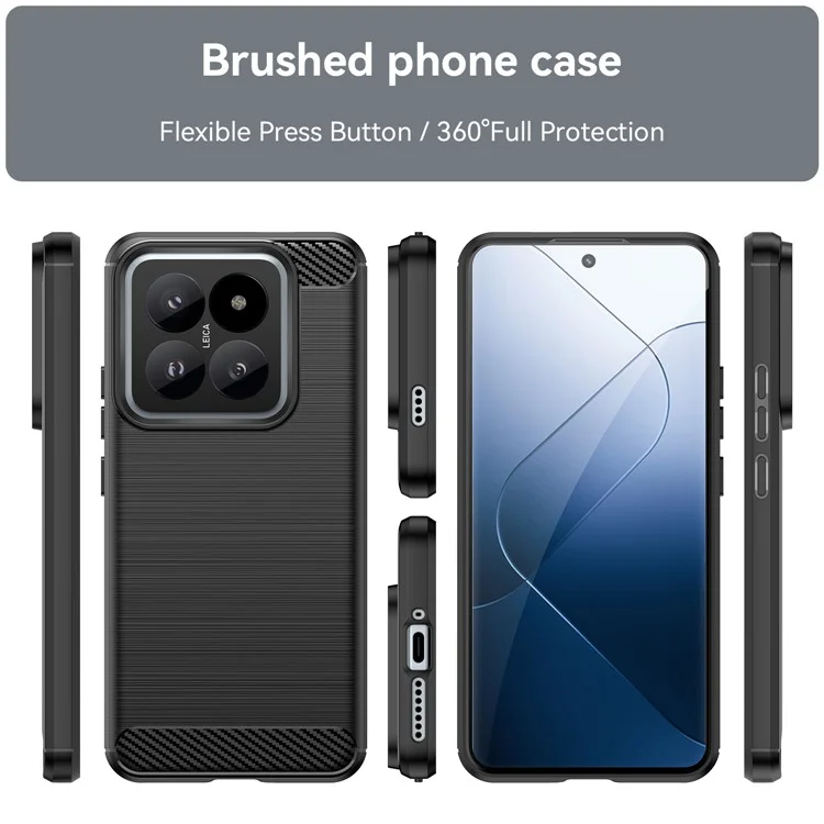 Чехол для Xiaomi 14 Pro, TPU с текстурой углеродного волокна, тонкий, черный