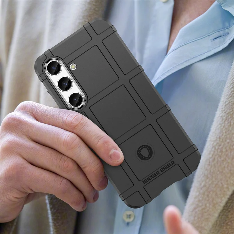 Square Grid Texture Shell for Samsung Galaxy S24 Flexible TPU Phone Case - Black