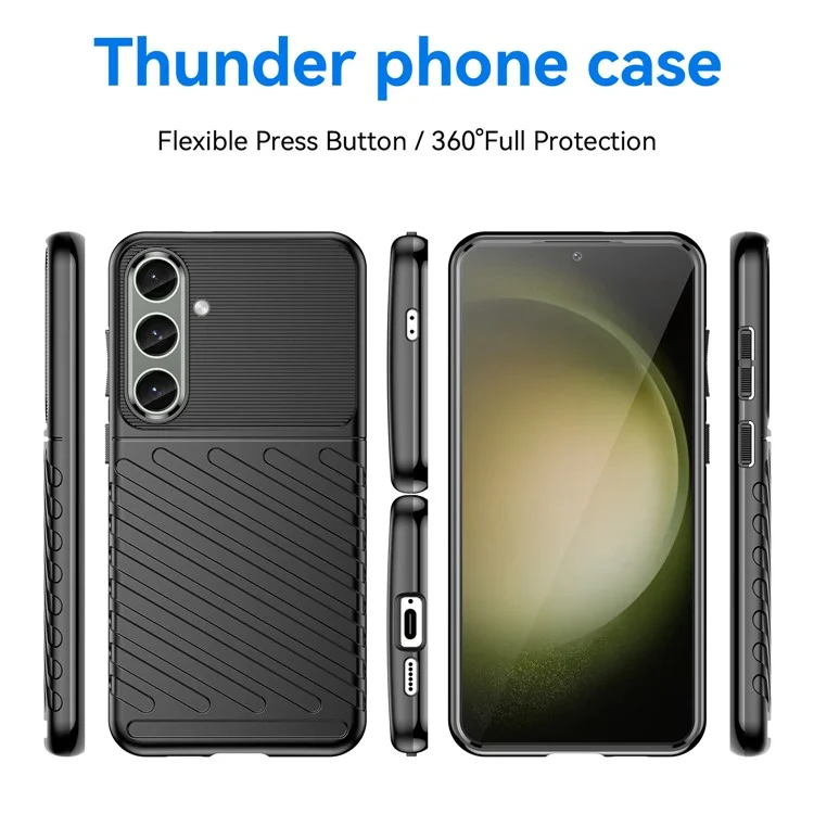 Thunder Series For Samsung Galaxy S25+ / S24+ Cell Phone Cover Slim-Fit TPU Protective Shell Case - Black