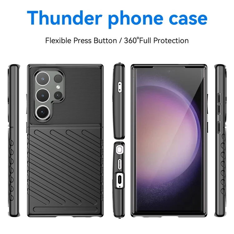 Thunder Series For Samsung Galaxy S24 Ultra Case Anti-Scratch Phone Shell TPU Cell Phone Cover - Black