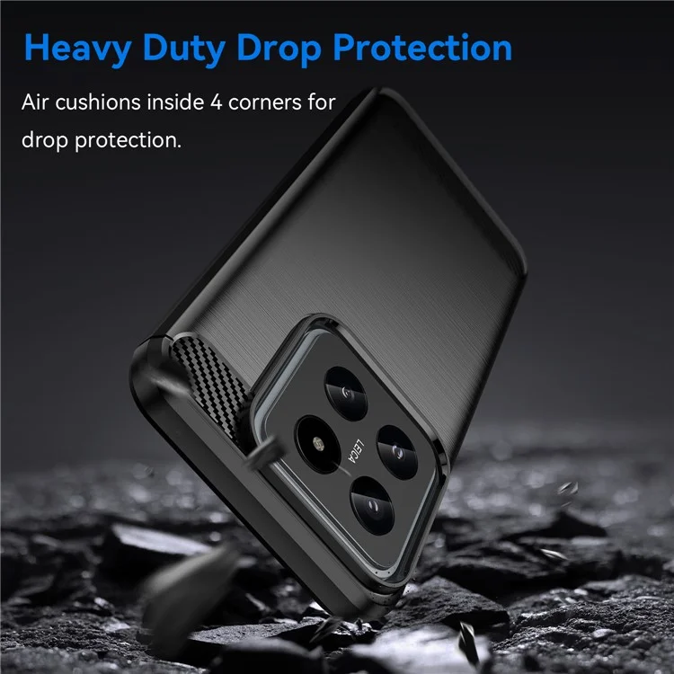 Para Xiaomi 14 Anti-Scratch Phone Shell TPU Carbon Fiber Texture Phone Case - Negro