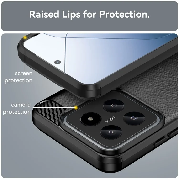 Para Xiaomi 14 Anti-Scratch Phone Shell TPU Carbon Fiber Texture Phone Case - Negro