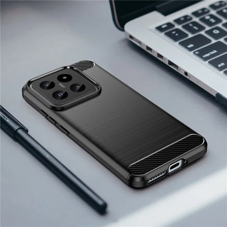 Para Xiaomi 14 Anti-Scratch Phone Shell TPU Carbon Fiber Texture Phone Case - Negro