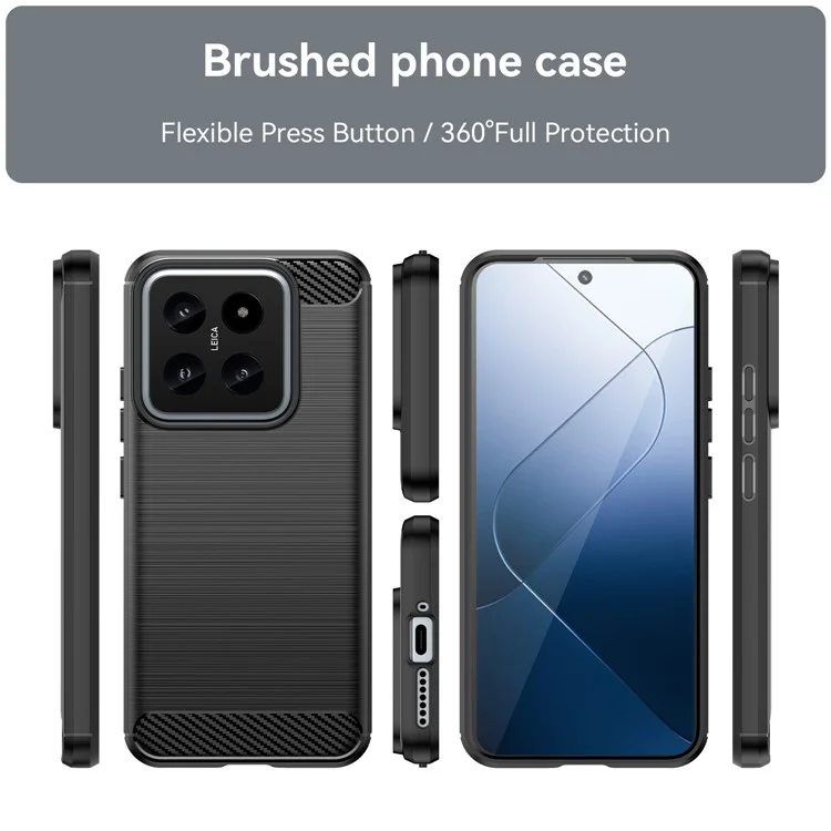 Para Xiaomi 14 Anti-Scratch Phone Shell TPU Carbon Fiber Texture Phone Case - Negro