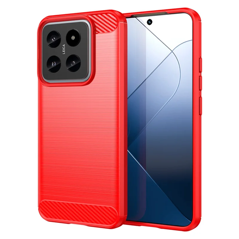 Funda de teléfono de fibra de carbono antiarañazos para Xiaomi 14 - Rojo